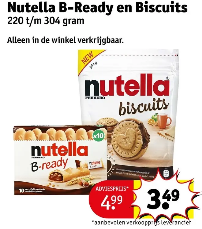 Aanbieding: Nutella B-Ready en Biscuits