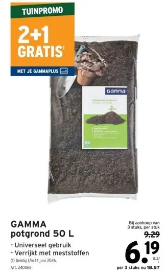 Promotie: Gamma potgrond