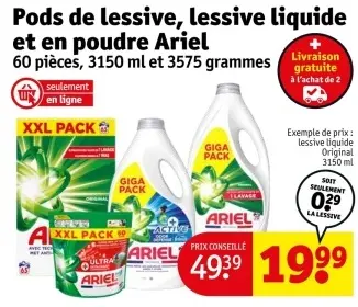 Offre: Pods de lessive, lessive liquide et en poudre