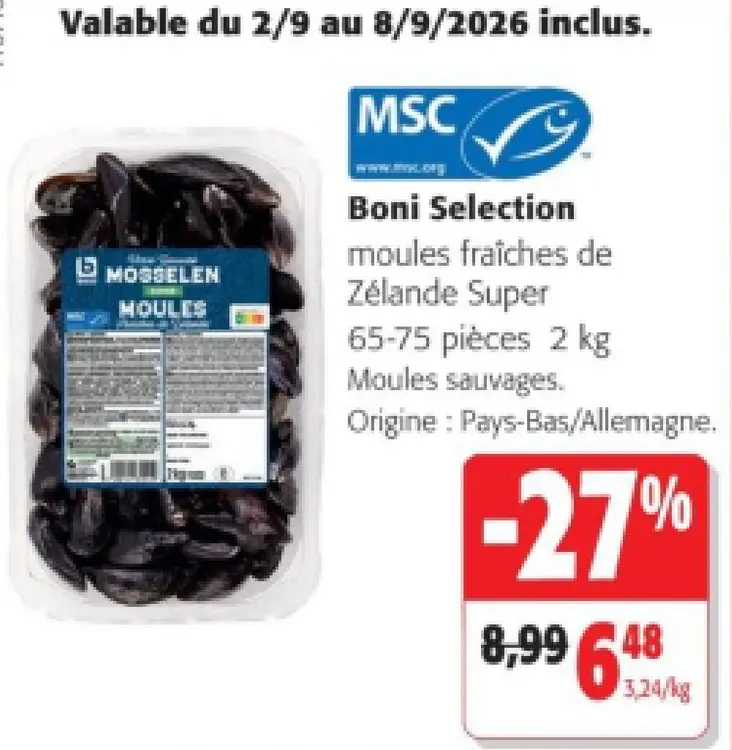 Offre: Moules fraîches de Zélande Super