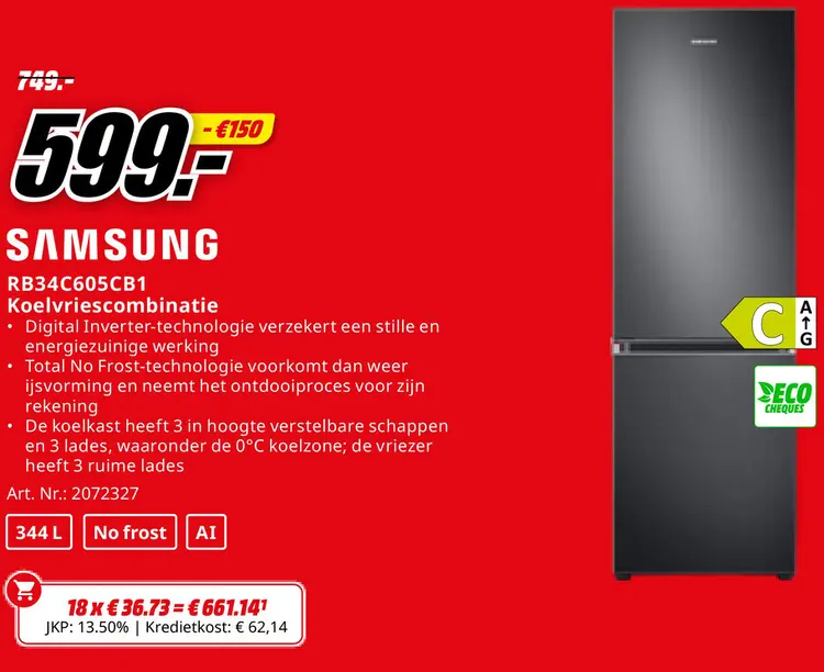 Promotie: SAMSUNG RB34C605CB1 Koelvriescombinatie
