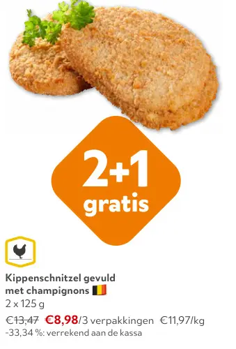 Promotie: Kippenschnitzel gevuld met champignons