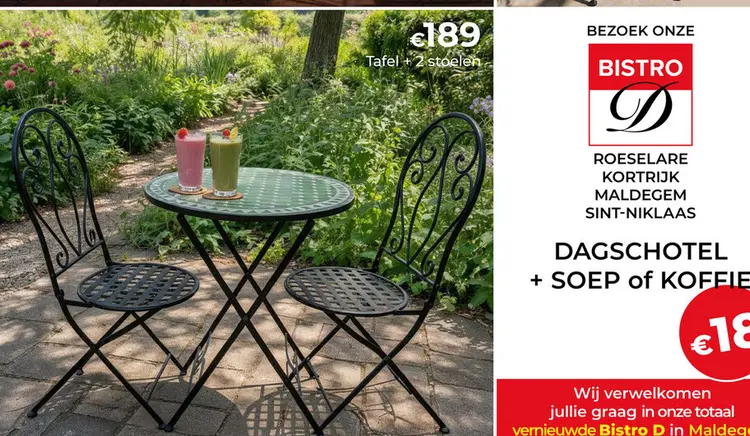 Promotie: Tafel + 2 stoelen