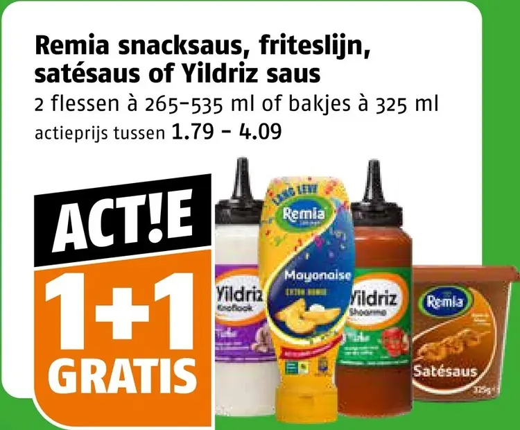 Aanbieding: Snacksaus, friteslijn, satésaus of Yildriz saus