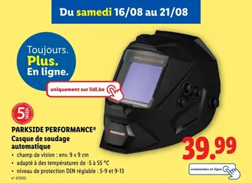 Offre: Casque de soudage automatique