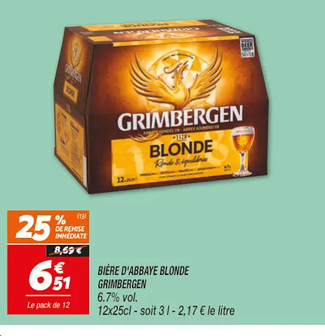 Offre: Bière d'abbaye blonde