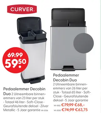 Aanbieding: Curver Pedaalemmer Decobin duo