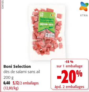Offre: dés de salami sans ail