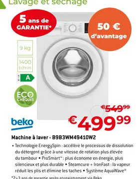 Offre: Machine à laver - B9B3WM49410W2