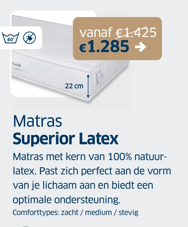 Promotie: Matras Superior Latex