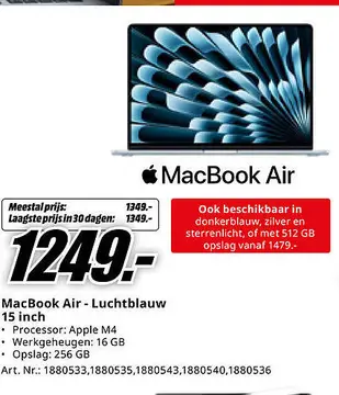 Aanbieding: Macbook air luchtblauw