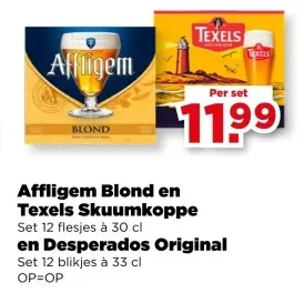 Affligem Blond en Texels Skuumkoppe en Desperados Original