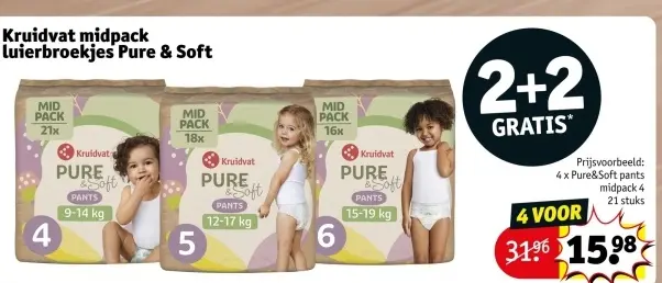 Promotie: midpack luierbroekjes Pure & Soft
