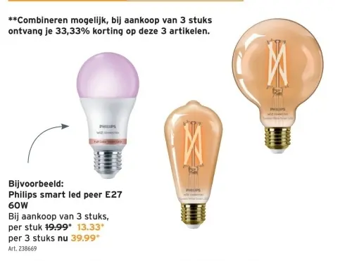 Aanbieding: Philips smart led peer E27 60W