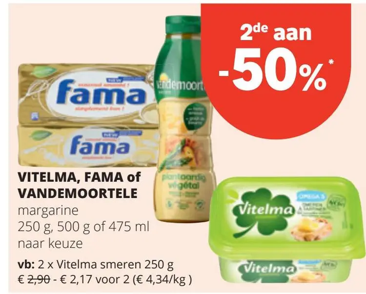 Aanbieding: VITELMA, FAMA of VANDEMOORTELE margarine