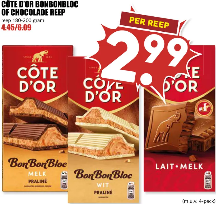 Aanbieding: Bonbonbloc of chocolade reep