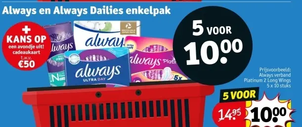 Aanbieding: Always en Always Dailies enkelpak