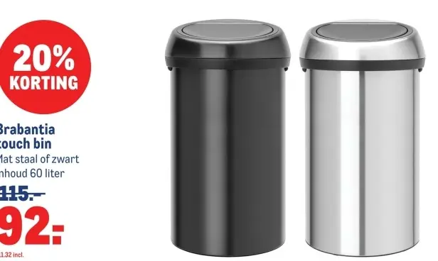 Aanbieding: Brabantia touch bin