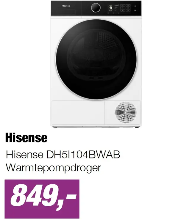 Aanbieding: Hisense DH5I104BWAB Warmtepompdroger