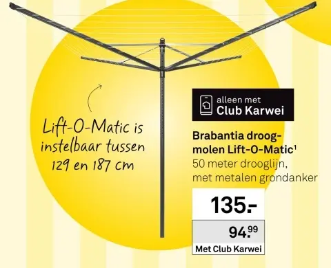 Aanbieding: Brabantia droogmolen Lift-O-Matic