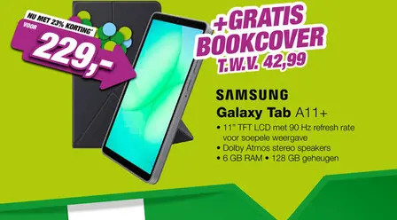 Aanbieding: EP:Bundel Samsung Galaxy Tab A11+ 128GB Wifi + Bookcover Zwart