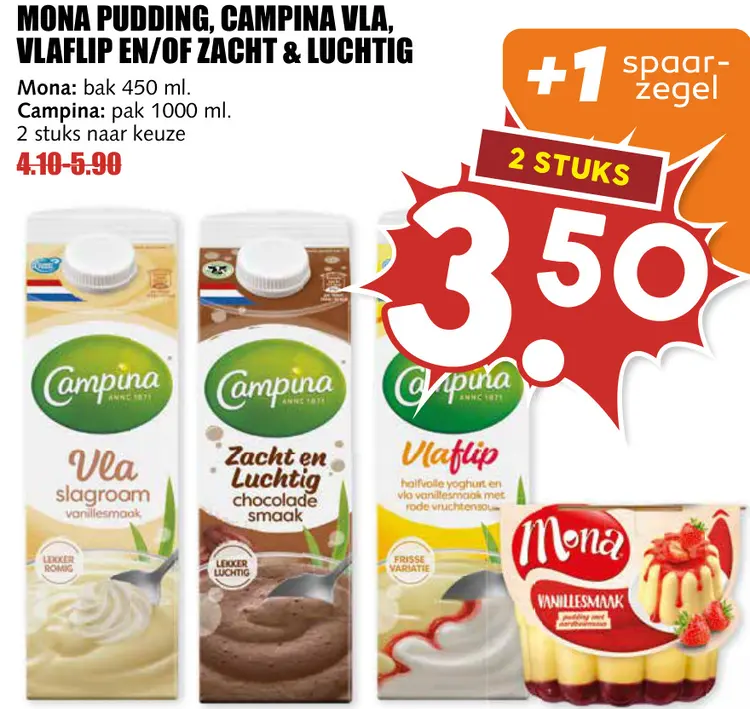 Aanbieding: Pudding, vla, vlaflip en/of zacht & luchtig