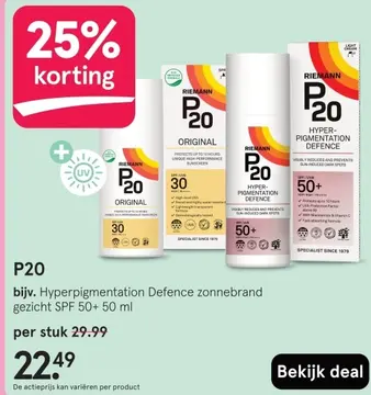 Aanbieding: P20 bijv. Hyperpigmentation Defence zonnebran