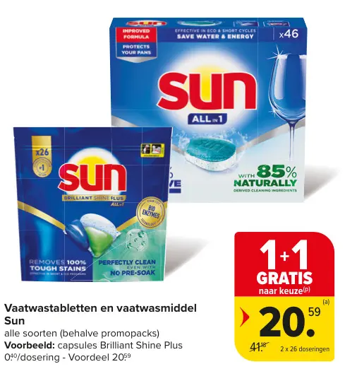 Promotie: Vaatwastabletten en vaatwasmiddel