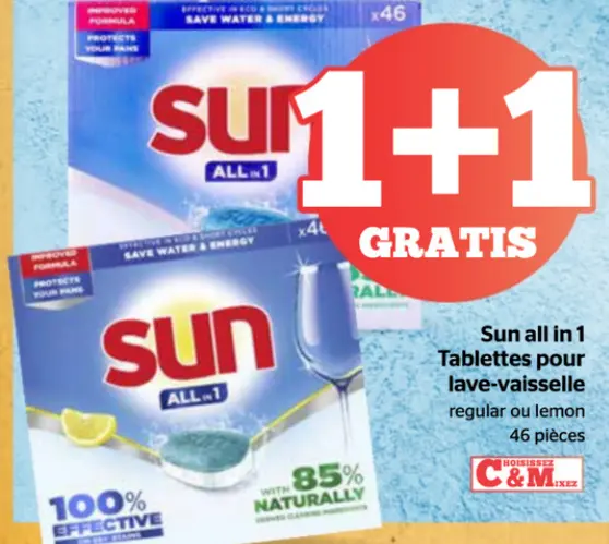 Offre: Sun all in 1 Tablettes pour lave-vaisselle