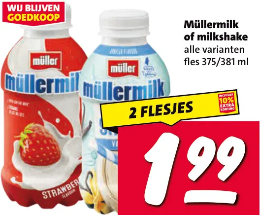 Aanbieding: Müllermilk of milkshake
