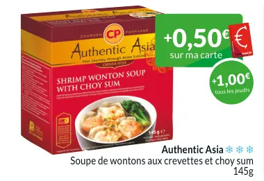 Offre: Soupe de wontons aux crevettes et choy sum