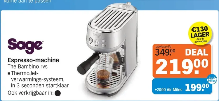 Aanbieding: Sage Espresso-machine The Bambino rvs
