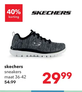 Aanbieding: Skechers dames sneakers zwart wit
