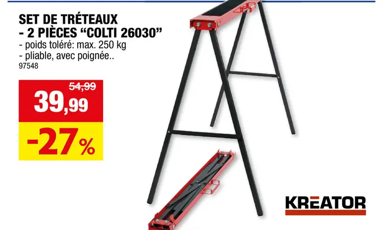 Offre: Kreator KRT671001 tréteau set 250kg 2 pièces