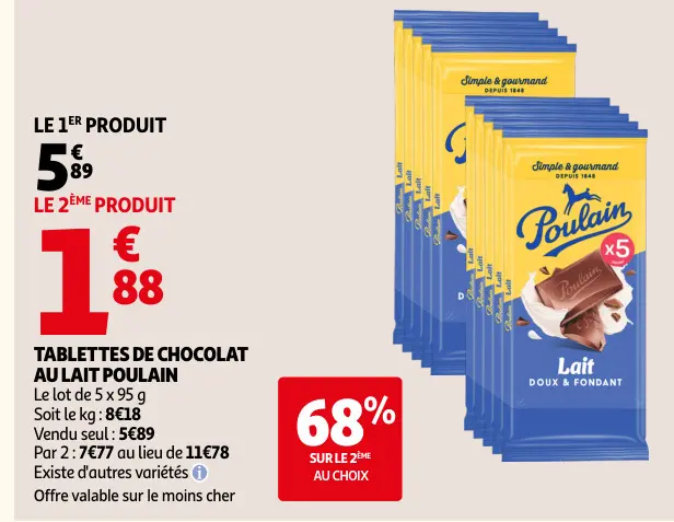 Promotie: Tablettes de chocolat au lait