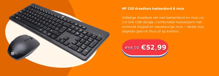 Aanbieding: HP 230 draadloos toetsenbord & muis