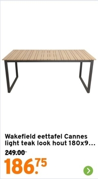 Aanbieding: Wakefield eettafel Cannes light teak look hout