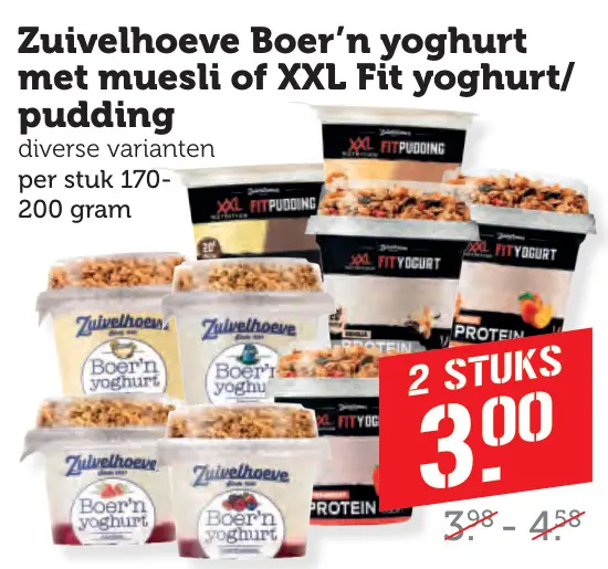 Aanbieding: Boer'n yoghurt met muesli of XXL Fit yoghurt/