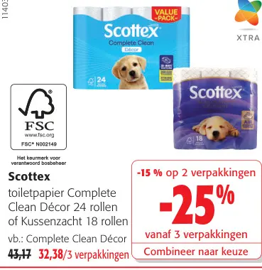 Promotie: Toiletpapier Complete Clean Décor 24 rollen