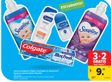 Aanbieding: Gamma tandpasta, douchegels en deodorants Sanex en wasverzachters Soupline