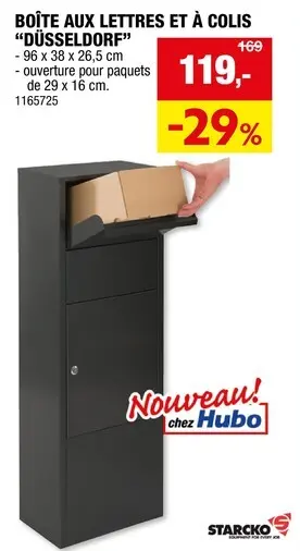 Offre: Starcko Dà¼sseldorf boîte aux lettres pour paquets acier noir mat