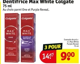 Offre: Dentifrice Max White Colgate