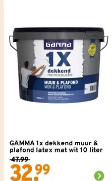 Aanbieding: GAMMA 1x dekkend muur & plafond latex mat wit