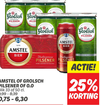 Aanbieding: AMSTEL OF GROLSCH PILSENER OF 0.0