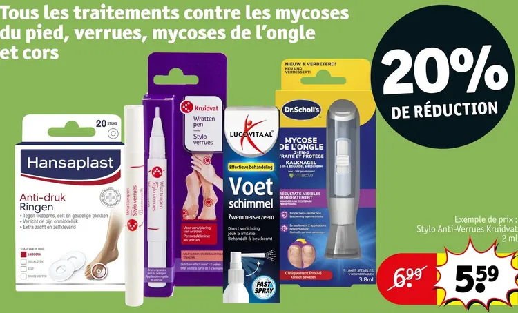 Offre: Behandelingen tegen mycoses, wratten of kalknagels
