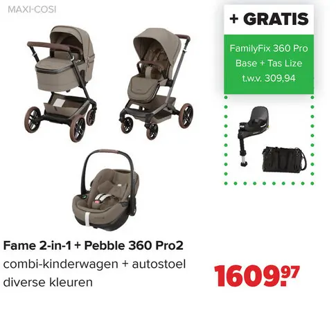 Promotie: Fame 2-in-1 + Pebble 360 Pro2 combi-kinderwagen