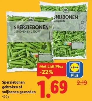 Aanbieding: Sperziebonen gebroken of snijbonen gesneden
