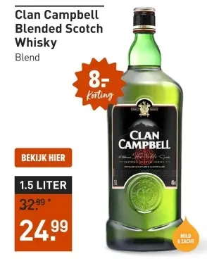 Aanbieding: Clan Campbell Blended Scotch Whisky