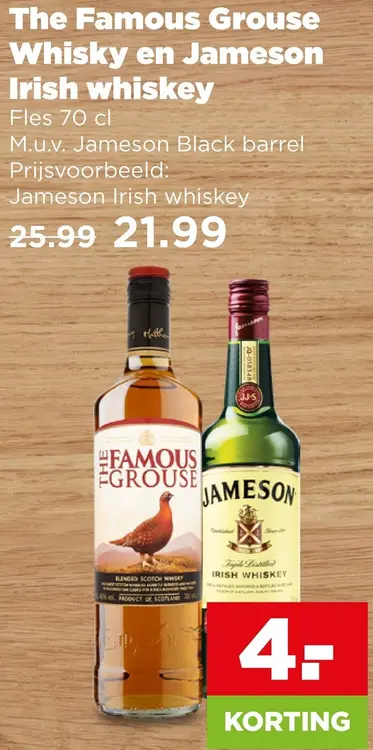 Aanbieding: The Famous Grouse Whisky en Jameson Irish whiskey