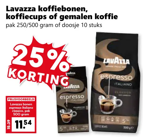 Aanbieding: Koffiebonen, koffiecups of gemalen koffie